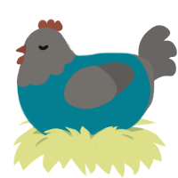(unnamed), a sea and grey chicken with a head pattern