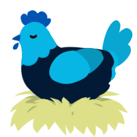 A tumblr and cerulean chicken with a head pattern