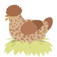 A beige and brown chicken with a speckle pattern