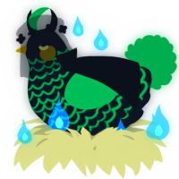 A sable and viridian chicken with a lace pattern