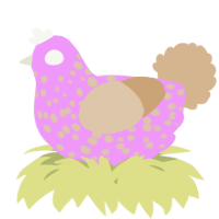A lavender and beige chicken with a speckle pattern