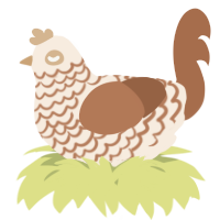 A cream and brown chicken with a lace pattern