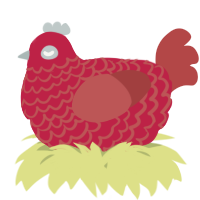 A crimson and red chicken with a lace pattern