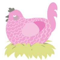 A pink chicken with a lace pattern
