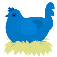 A sapphire chicken with a half-lace pattern