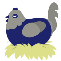 Gruel, a navy and ash chicken with a head pattern