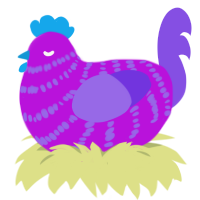 Bi Pride pt 2, a amethyst and blurple chicken with a bar pattern