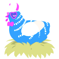 A sapphire and cream chicken with a half-bar pattern
