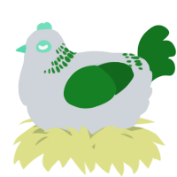 A mist and leaf chicken with a neck-band pattern