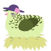 A apple and olive chicken with a half-lace pattern