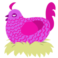 A orchid and fuchsia chicken with a lace pattern