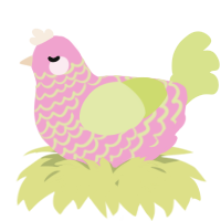 A pink and lemon chicken with a lace pattern