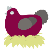 A maroon and grey chicken