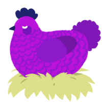 A amethyst and violet chicken with a lace pattern