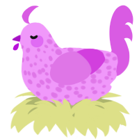 A lavender and orchid chicken with a speckle pattern