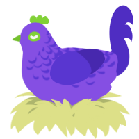 A blurple and indigo chicken with a half-lace pattern