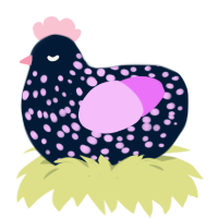 bonbon 1205, a tumblr and lavender chicken with a speckle pattern