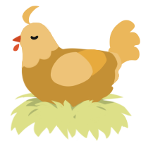 A gold and honey chicken with a head pattern