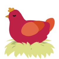 A crimson and vermilion chicken