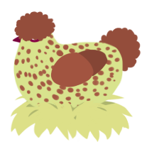 A lemon and russet chicken with a speckle pattern