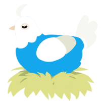 A sky and white chicken with a head pattern