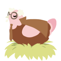 Gramps, a russet and pink chicken with a head pattern
