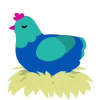 A ultramarine and turquoise chicken with a head pattern