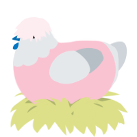 A rose and mist chicken with a head pattern