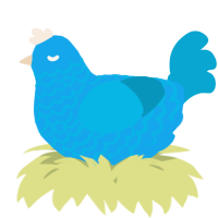 A sky and cerulean chicken with a lace pattern