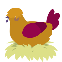 A ochre and maroon chicken