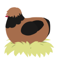 A brown and sable chicken with a head pattern