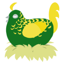 A leaf and yellow chicken with a half-lace pattern
