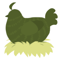 Camo Print, a olive chicken with a bar pattern