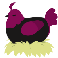 A sable and wine chicken with a head pattern