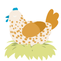 A cream and orange chicken with a speckle pattern
