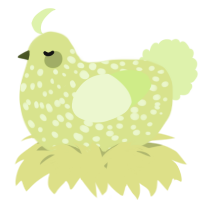 A lemon and apple chicken with a speckle pattern