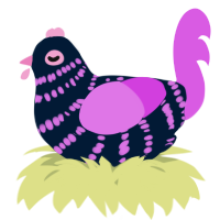 A tumblr and orchid chicken with a bar pattern