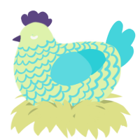 A apple and aqua chicken with a lace pattern