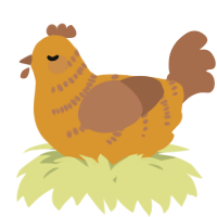 A orange and brown chicken with a half-bar pattern
