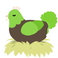 A bark and grass chicken with a head pattern
