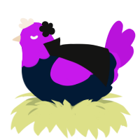 Eleanor, a tumblr and amethyst chicken with a head pattern