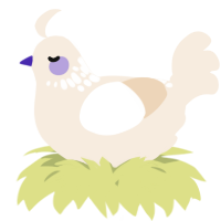 A cream chicken with a neck-speckle pattern