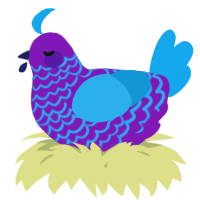 A violet and sky chicken with a lace pattern