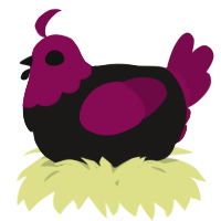 A sable and wine chicken with a head pattern