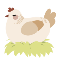 A cream and beige chicken with a neck-band pattern