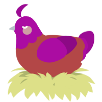 A red and plum chicken with a head pattern