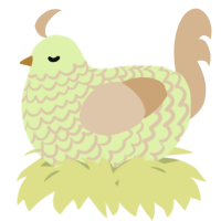 A apple and beige chicken with a lace pattern
