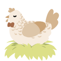 underbaked bread, a cream and beige chicken with a half-lace pattern
