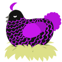 A black and amethyst chicken with a lace pattern