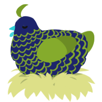 A navy and chartreuse chicken with a lace pattern